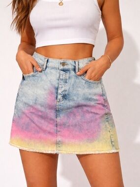 Zadig & Voltaire Juicy Tie Dye Denim Mini Skirt